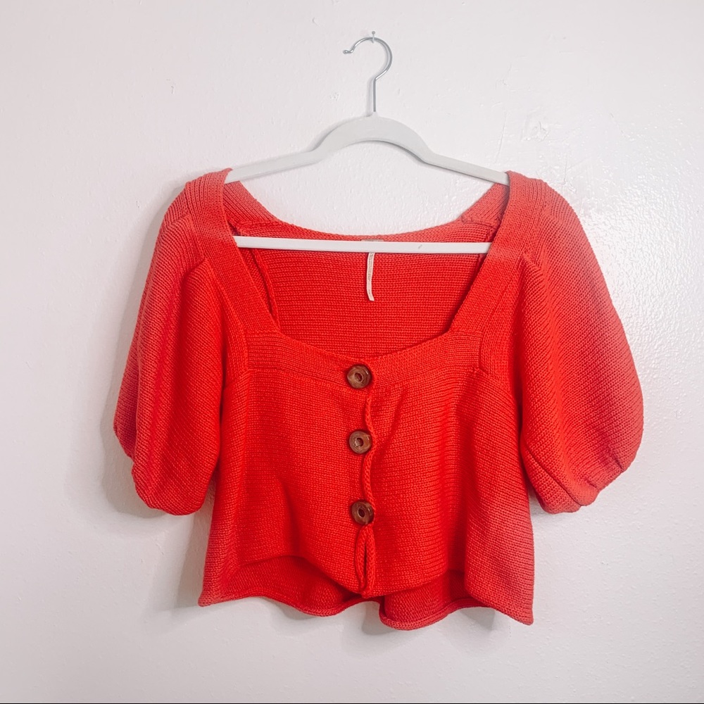 Free People Cropped Button Down Cardigan